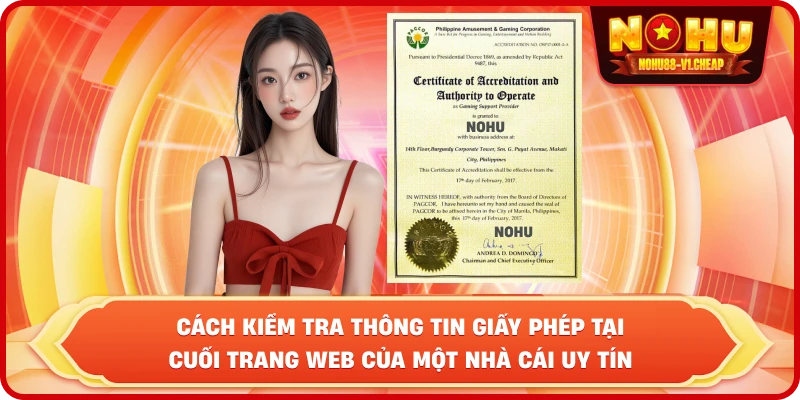 cách kiểm tra thông tin giấy phép tại cuối trang web của một nhà cái uy tín